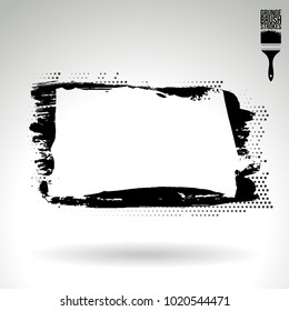 Black brush stroke and texture. Grunge vector abstract hand - painted element. Underline and border design.