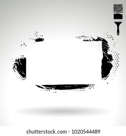 Black brush stroke and texture. Grunge vector abstract hand - painted element. Underline and border design.