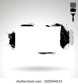 Black brush stroke and texture. Grunge vector abstract hand - painted element. Underline and border design.
