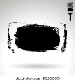 Black brush stroke and texture. Grunge vector abstract hand - painted element. Underline and border design.
