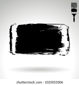 Black brush stroke and texture. Grunge vector abstract hand - painted element. Underline and border design.