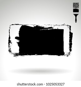 Black brush stroke and texture. Grunge vector abstract hand - painted element. Underline and border design.
