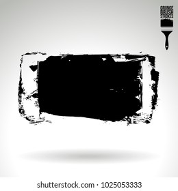 Black brush stroke and texture. Grunge vector abstract hand - painted element. Underline and border design.