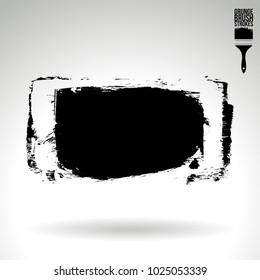 Black brush stroke and texture. Grunge vector abstract hand - painted element. Underline and border design.