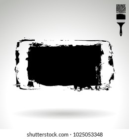 Black brush stroke and texture. Grunge vector abstract hand - painted element. Underline and border design.