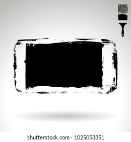 Black brush stroke and texture. Grunge vector abstract hand - painted element. Underline and border design.