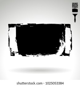 Black brush stroke and texture. Grunge vector abstract hand - painted element. Underline and border design.