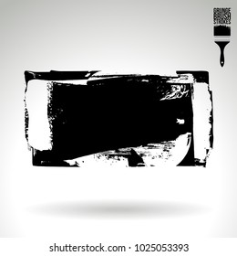 Black brush stroke and texture. Grunge vector abstract hand - painted element. Underline and border design.