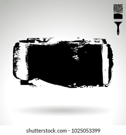 Black brush stroke and texture. Grunge vector abstract hand - painted element. Underline and border design.