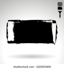 Black brush stroke and texture. Grunge vector abstract hand - painted element. Underline and border design.