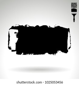 Black brush stroke and texture. Grunge vector abstract hand - painted element. Underline and border design.