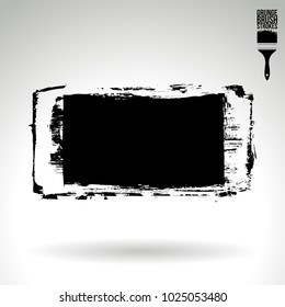 Black brush stroke and texture. Grunge vector abstract hand - painted element. Underline and border design.
