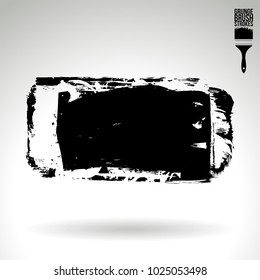 Black brush stroke and texture. Grunge vector abstract hand - painted element. Underline and border design.