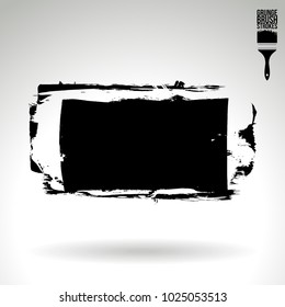 Black brush stroke and texture. Grunge vector abstract hand - painted element. Underline and border design.
