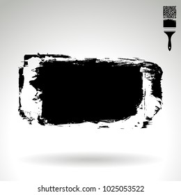 Black brush stroke and texture. Grunge vector abstract hand - painted element. Underline and border design.