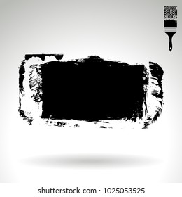 Black brush stroke and texture. Grunge vector abstract hand - painted element. Underline and border design.