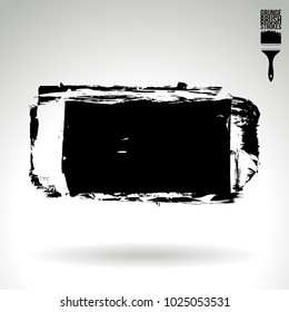 Black brush stroke and texture. Grunge vector abstract hand - painted element. Underline and border design.