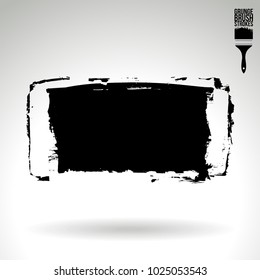 Black brush stroke and texture. Grunge vector abstract hand - painted element. Underline and border design.