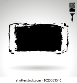 Black brush stroke and texture. Grunge vector abstract hand - painted element. Underline and border design.