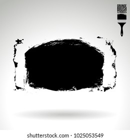 Black brush stroke and texture. Grunge vector abstract hand - painted element. Underline and border design.