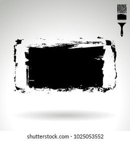 Black brush stroke and texture. Grunge vector abstract hand - painted element. Underline and border design.