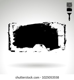Black brush stroke and texture. Grunge vector abstract hand - painted element. Underline and border design.