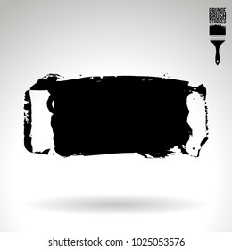 Black brush stroke and texture. Grunge vector abstract hand - painted element. Underline and border design.