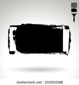 Black brush stroke and texture. Grunge vector abstract hand - painted element. Underline and border design.