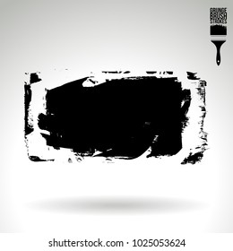 Black brush stroke and texture. Grunge vector abstract hand - painted element. Underline and border design.