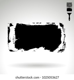 Black brush stroke and texture. Grunge vector abstract hand - painted element. Underline and border design.