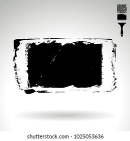 Black brush stroke and texture. Grunge vector abstract hand - painted element. Underline and border design.