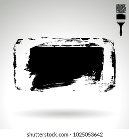 Black brush stroke and texture. Grunge vector abstract hand - painted element. Underline and border design.