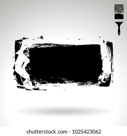 Black brush stroke and texture. Grunge vector abstract hand - painted element. Underline and border design.