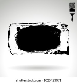 Black brush stroke and texture. Grunge vector abstract hand - painted element. Underline and border design.