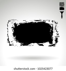 Black brush stroke and texture. Grunge vector abstract hand - painted element. Underline and border design.
