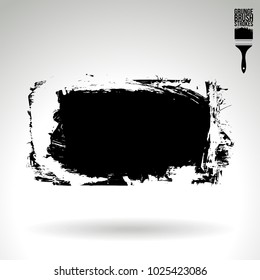 Black brush stroke and texture. Grunge vector abstract hand - painted element. Underline and border design.