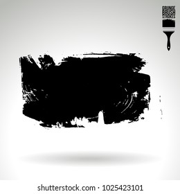 Black brush stroke and texture. Grunge vector abstract hand - painted element. Underline and border design.