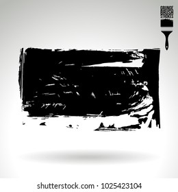 Black brush stroke and texture. Grunge vector abstract hand - painted element. Underline and border design.