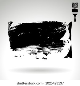 Black brush stroke and texture. Grunge vector abstract hand - painted element. Underline and border design.