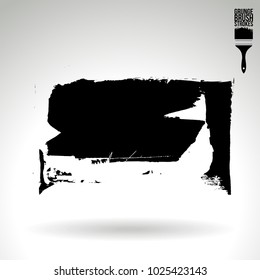 Black brush stroke and texture. Grunge vector abstract hand - painted element. Underline and border design.