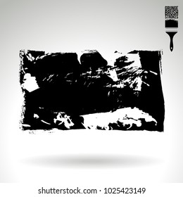 Black brush stroke and texture. Grunge vector abstract hand - painted element. Underline and border design.