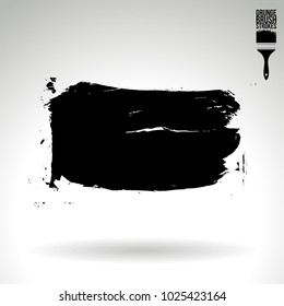 Black brush stroke and texture. Grunge vector abstract hand - painted element. Underline and border design.