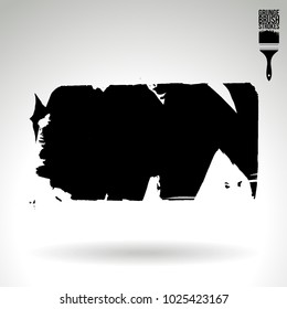 Black brush stroke and texture. Grunge vector abstract hand - painted element. Underline and border design.