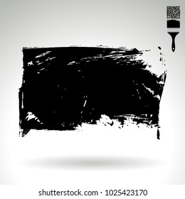Black brush stroke and texture. Grunge vector abstract hand - painted element. Underline and border design.