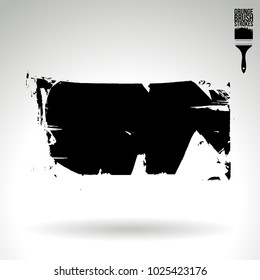 Black brush stroke and texture. Grunge vector abstract hand - painted element. Underline and border design.