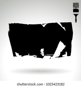 Black brush stroke and texture. Grunge vector abstract hand - painted element. Underline and border design.