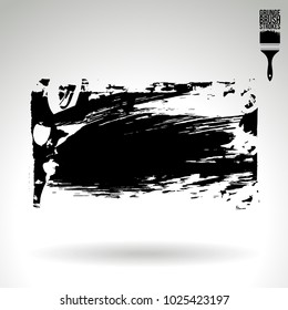Black brush stroke and texture. Grunge vector abstract hand - painted element. Underline and border design.