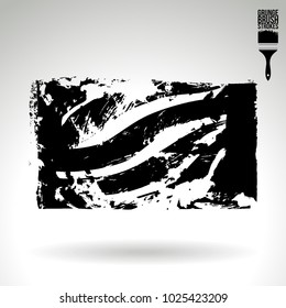 Black brush stroke and texture. Grunge vector abstract hand - painted element. Underline and border design.