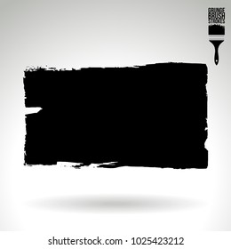 Black brush stroke and texture. Grunge vector abstract hand - painted element. Underline and border design.