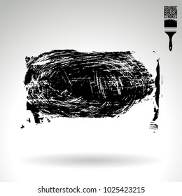Black brush stroke and texture. Grunge vector abstract hand - painted element. Underline and border design.